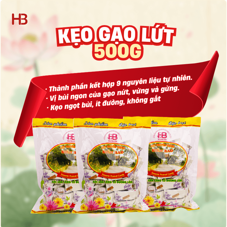 Kẹo gạo lứt Hiền Bao 500g chính hãng đặc sản Đường Lâm